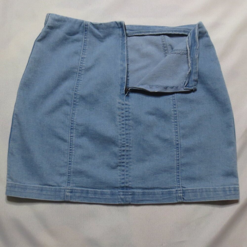 4/$14 HONEY BELLE womens SKIRT denim JEAN mini 80's retro BLUE fitted SIZE M - Picture 10 of 10